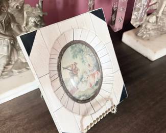 Antique celluloid and mother of pearl portrait miniature frame