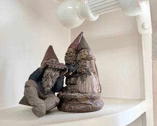 Vintage ceramic garden gnome figurines, group
