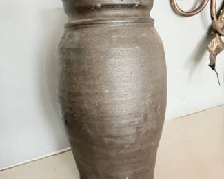 Large antique stoneware churn crock