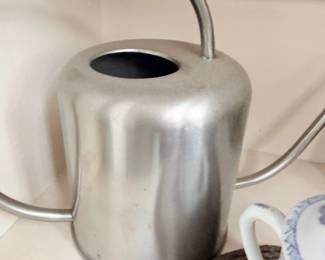 Vintage brushed aluminum watering can