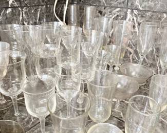 Crystal wine glasses and stemware, large collection