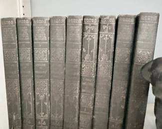 Antique decorative cloth-bound book set, nine volumes