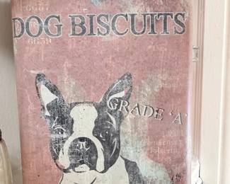 Antique Dog Biscuits advertising tin with Boston terrier