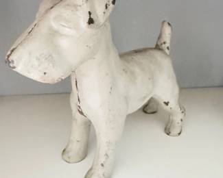 Antique cast iron white terrier dog doorstop