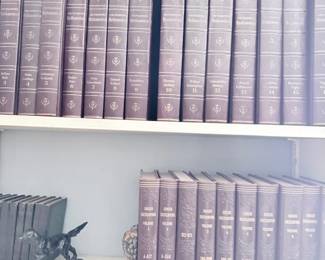 Large antique gilt-decorated book set library collection