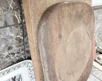 Antique primitive carved wood dough bowl