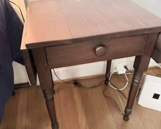 Antique one-drawer side table with turned legs