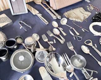 Sterling silver flatware, serving pieces, and cigarette case