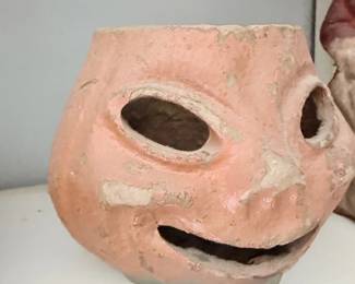 Vintage Halloween terracotta jack-o-lantern, second view