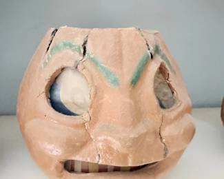 Vintage Halloween terracotta jack-o-lantern lantern