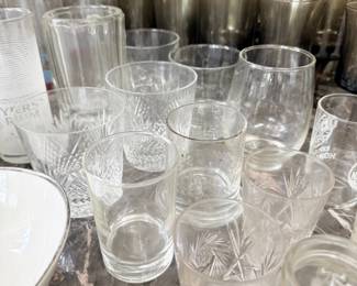 Cut crystal tumblers and drinking glasses, large lot