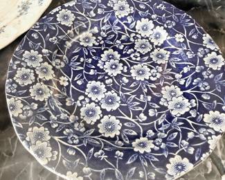 Antique flow blue calico chintz transferware plate