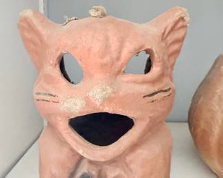Vintage Halloween terracotta cat lantern