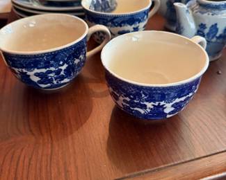 Blue willow china cups and saucers