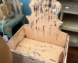 Primitive painted wood wall candle box