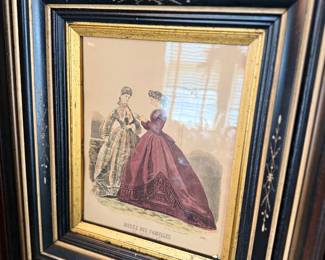 Victorian fashion print in eastlake frame