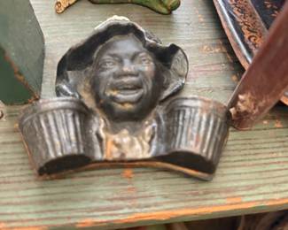 Antique cast iron figural double match holder