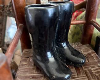 Vintage black rubber riding boots