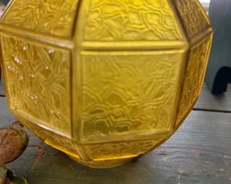 Antique amber glass octagonal light shade