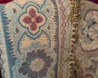 Vintage woven tapestry throw with fringe