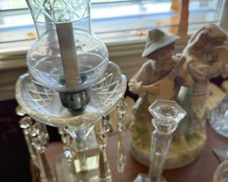 Crystal lustre candle lamp with prisms