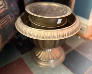 Brass urn planters, classical style