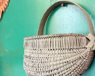 Antique splint buttocks basket, hanging