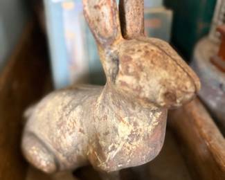 Antique cast iron rabbit still bank