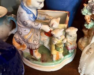 Staffordshire style figurine, cat family group