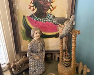 Pictorial Review advertising print and folk art dolls