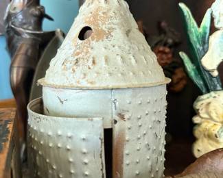 Antique punched tin candle lantern