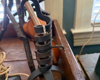 Primitive wrought iron spiral candle holder