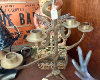Antique brass figural candelabra