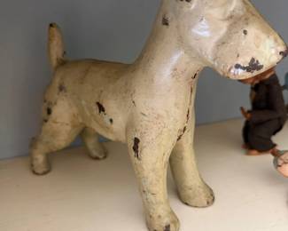 Vintage carved wood terrier dog figure