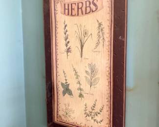 Framed Herbs botanical print, rustic wood frame