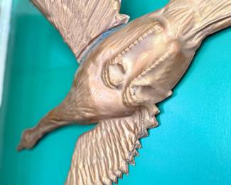 Carved wood flying eagle wall plaque