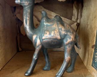 Antique cast metal camel figure in original box