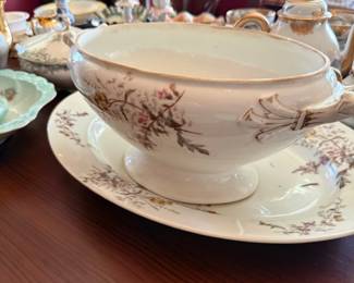 Antique china soup tureen with underplate