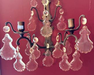 Antique crystal prism wall sconce