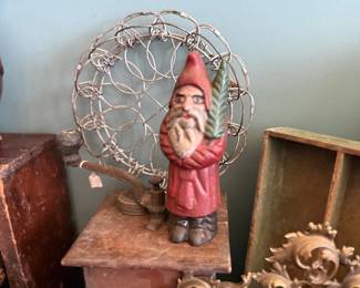 Vintage chalkware garden gnome figure