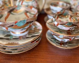 Japanese Satsuma tea set with geisha design