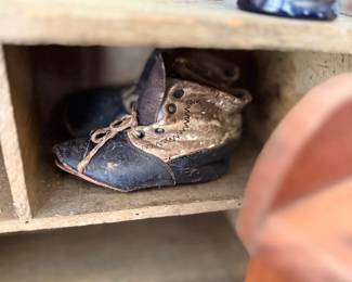 Antique Victorian leather baby shoes