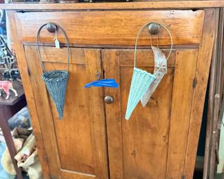 Antique pine two-door jelly cupboard