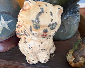 Antique chalkware cat figure