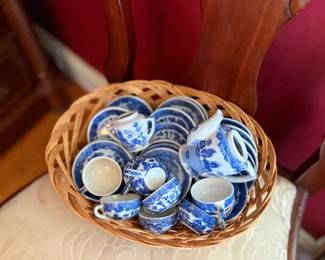 Miniature blue willow child's tea set