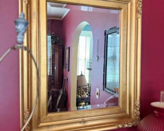 Gold gilt framed beveled wall mirror
