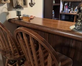 Oak Bar and Stools