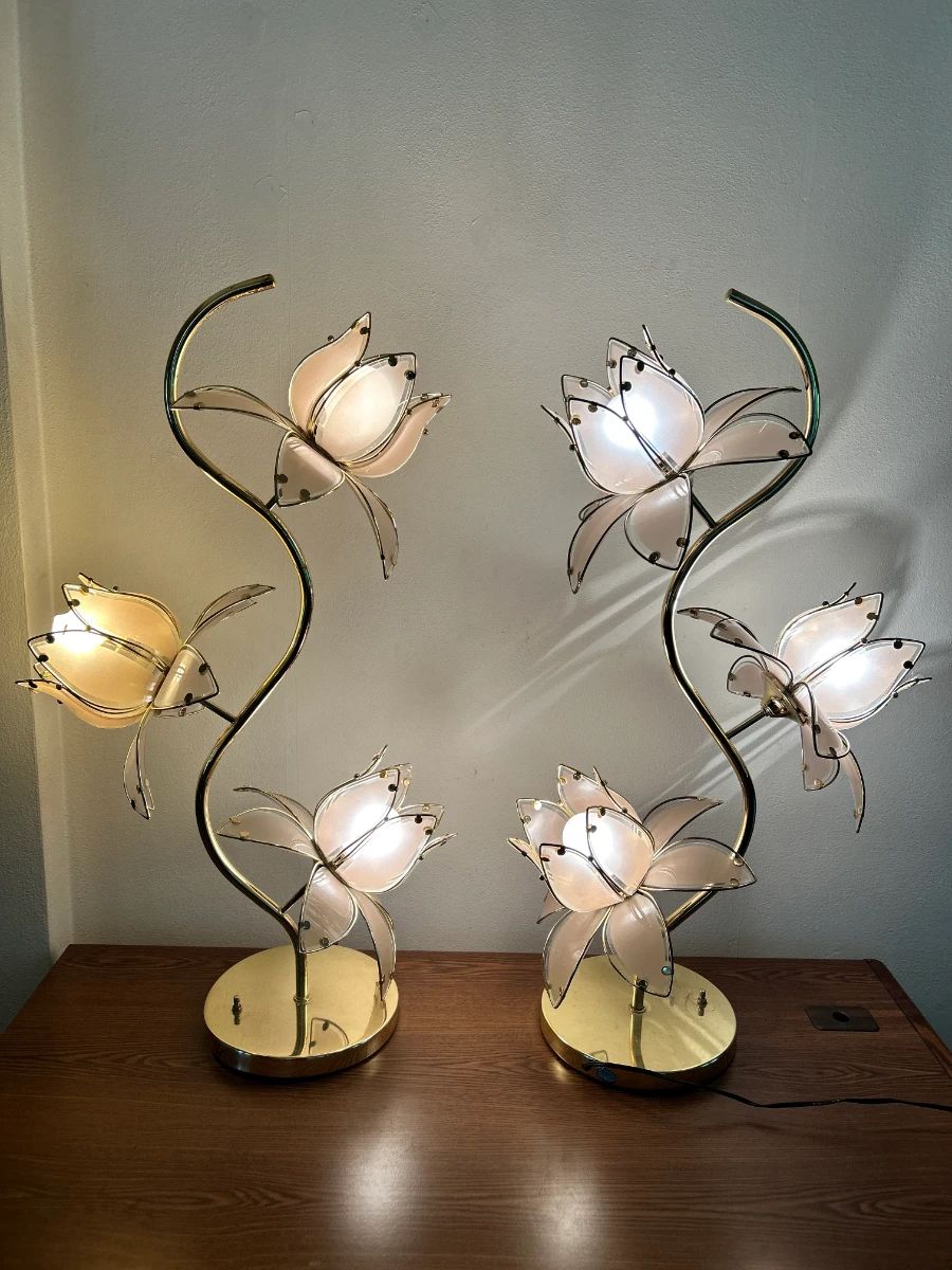 Mid Century Hollywood Regency Lotus Lamps, Floor or Table