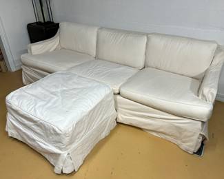 Slipcovered Sofa and Footstool