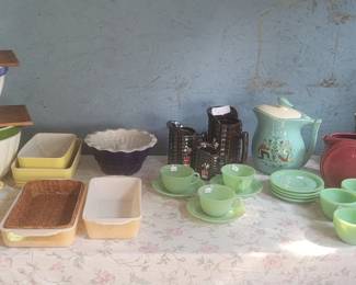 Stacking bowls, jadeite cups/ saucers